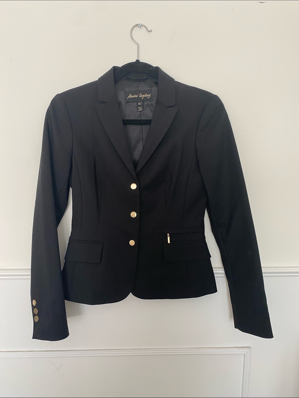 Classic Black Women's Blazer with Gold Buttons